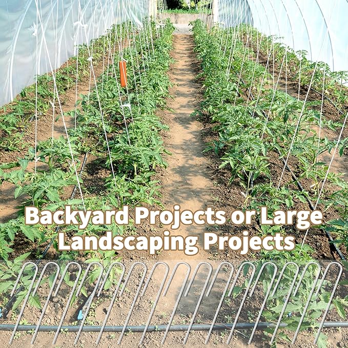 110/200pcs Irrigation Drip Tubing Landscape Staples J Shape Lawn Stakes 5 inch Length Drip Anchors Landscape Pins for Drip Tubing (200)