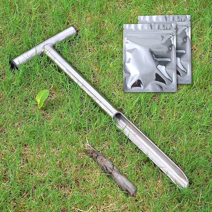 HiHydro Soil Sampler Probe Stainless Steel Tubular T-Style Handle Soil Test Kits Satisfying The Sampling Depth of Agriculture Forest(C)