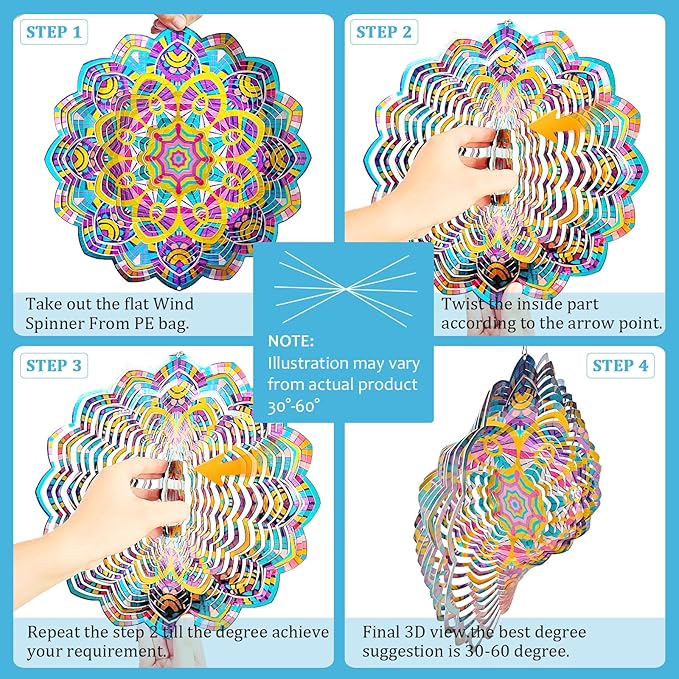 Wind Spinners Mandala Wealth Peacock,3D Wind Spinner for Yard and Garden,12In Christmas Decorations Kinetic Yard Art Outdoor&Indoor Decor Wind Sculpture,Worth Gift for Mother/Father