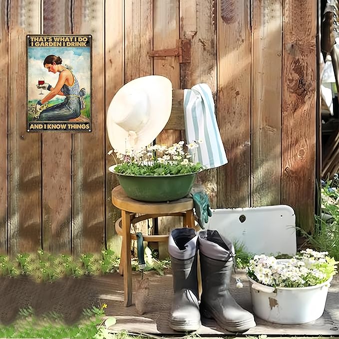 Bestylez Gardening Gifts Vintage Gardening Tin Sign That's What I Do I Garden Sign for Home Garden Greenhouse Living Room Bedroom Outdoor Decor 8X12 Inch (3166)