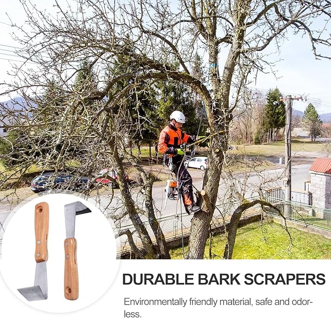 Happyyami 2pcs Bark Spud Debarking Tool Log Peeler Bark Removal Tool Crack Weeder for Patio Lawn Yard Woodworking Hand Tool