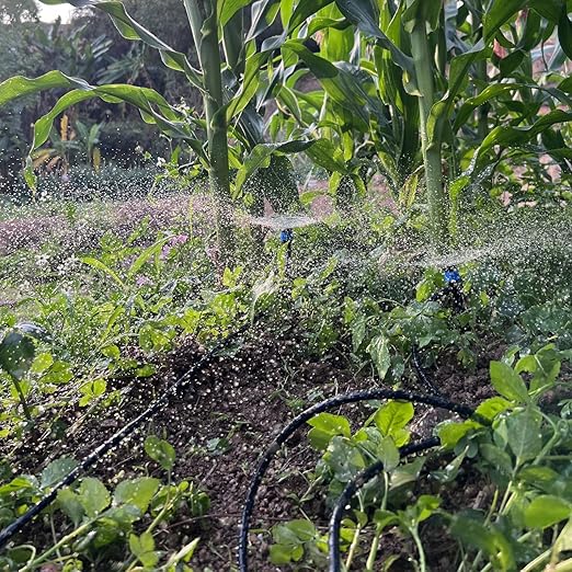 Adjustable Drip Irrigation Emitters Vortex: Fan Shape Water Flow Bubbler Stake Irrigation Dripper with Lock Barbed for 1/4 inch Tubing for Garden Watering System (50PK)