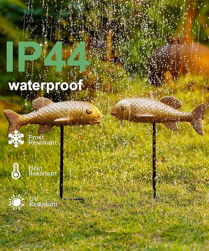 Outdoor Koi Fish Statues 2Pack: Garden Sculpture Ornaments Pond Decor for Yard Lawn Patio Porch Outside Decorative Gifts for Grandma Women Mom
