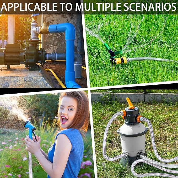 Frienda Heavy Duty Steel Wire Flexible Tubing with Fasteners PVC High Pressure Drain Hose Tube Pond Tubing Clear Wire Reinforced for Pond Bilge Pump Vacuum Suction Hose(6.6 Ft,1.5 Inch Id)