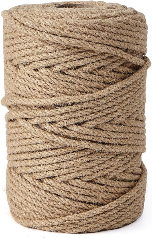 Natural Jute Twine,328 Feet 1/4 inch Hemp Twine Rope for Gift Wrapping Craft Plant Garden Christmas Handmade Arts Decoration Packing String Home Decor