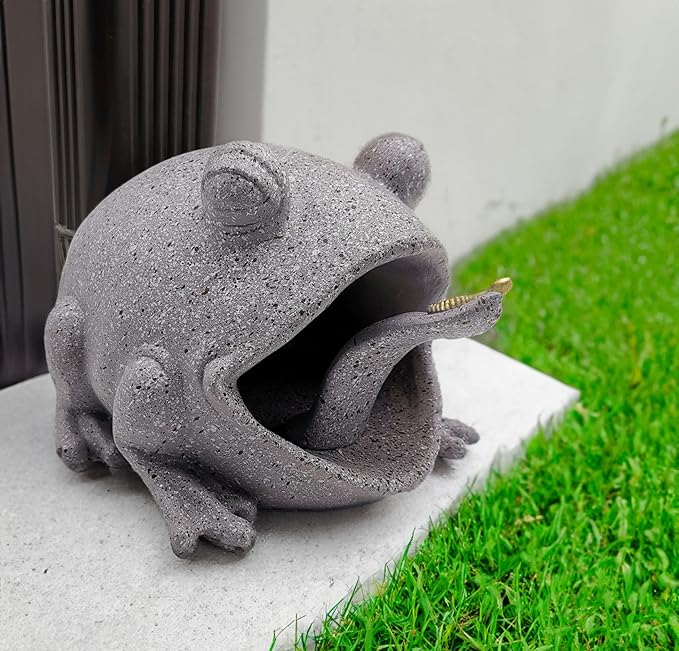 Frog Statues Gutter Downspout Extension Statues Garden Decoration,Animal Resin Statue Outdoor Decor,Downspout Diverter,Decorative Gutter Extension,3"×4" Downspout Extender Diverter Splash Block（Grey）