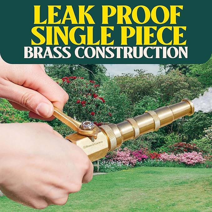 Haus & Garten Heavy-Duty 3/4" Brass Garden Hose Shut Off Valve - Garden Hose Connector, Water Shutoff, Gardening Hose Nozzle Valve, Outdoor 3/4 Inch GHT Brass Shut Off Valve Attachment (1-Pack)