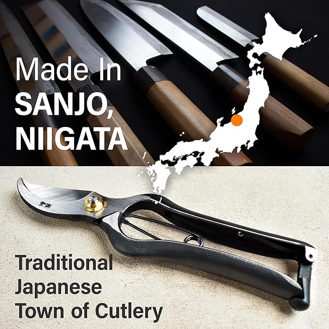 Japanese Kiyohide Pruning Shears - Professional Garden Shears, Bypass Pruners, Traditional Japanese Gardening Tools, Made in Japan, 7.8inch【YAMASAN】