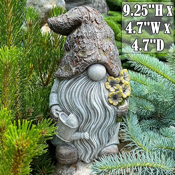 Mood Lab Garden Gnome - Key Hider Gnome Figurine - 9.25 Inch Lawn Statue - for Outdoor or House Decor