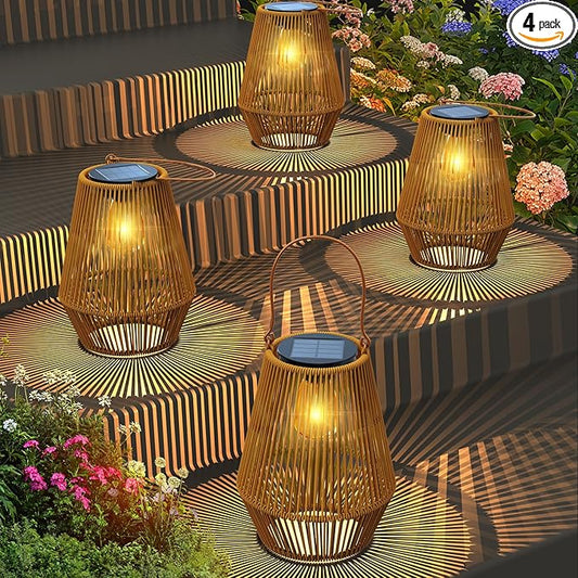 Solar Lanterns, KagoLing Solar Lanterns Outdoor Waterproof Solar Lights for Outside Hanging Solar Lights Outdoor Solar Lamp Lights Decoration for Garden,Yard,Patio,Porch,Trees,Lawn,Pathway, 4 Pack