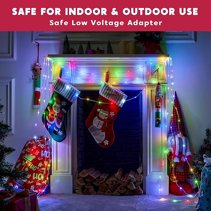 Joiedomi 1200 LED Christmas Lights Outdoor,394 FT Multicolor Christmas Tree Lights with 8 Modes Timer, PVC Clear Wire String Lights with Reel for Indoor Outdoor Holiday Xmas Eve Night Decorations