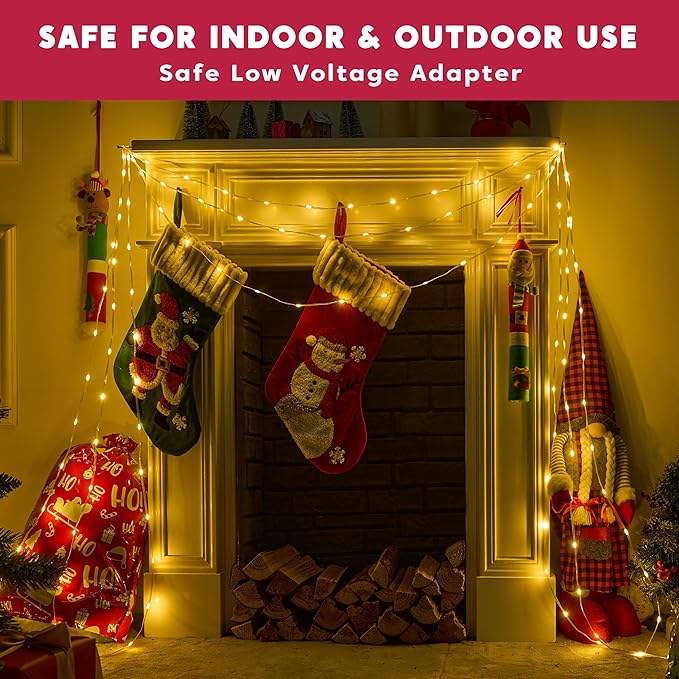 Joiedomi 1200 LED Christmas Lights Outdoor,394 FT Warm White Christmas Tree Lights with 8 Modes Timer, PVC Clear Wire String Lights with Reel for Indoor Outdoor Holiday Xmas Eve Night Decorations