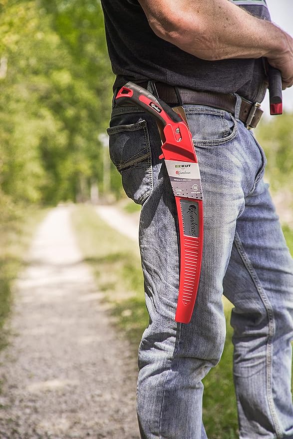 EZ Kut Kamikaze Max Saw Curved Blade with Scabbard - 19.3 Inch Heavy Duty Pruning Saw - Carbon Hardened Steel Japanese Technology- Best Pruning Saw for Tree Trimming & Branches - Made in Spain