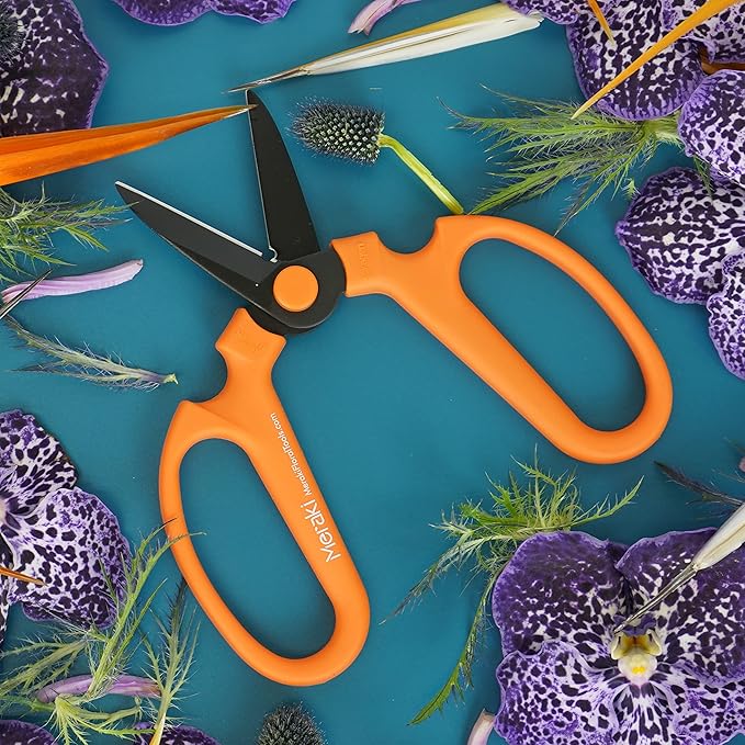 Flower & Garden Scissors With Black Blades 7.0 Inch, Ornithogalum (Orange)
