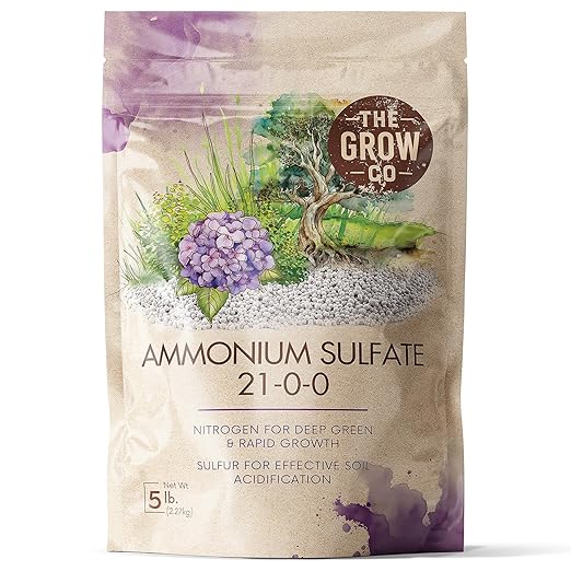 Ammonium Sulfate 21-0-0 Fertilizer, High Nitrogen Fertilizer for Plants Rapid Growth & Deep Greener Color, Ideal Ammonium Sulfate Fertilizer & Soil Acidifier to Lower pH Levels in Alkaline Soil, 5 lb