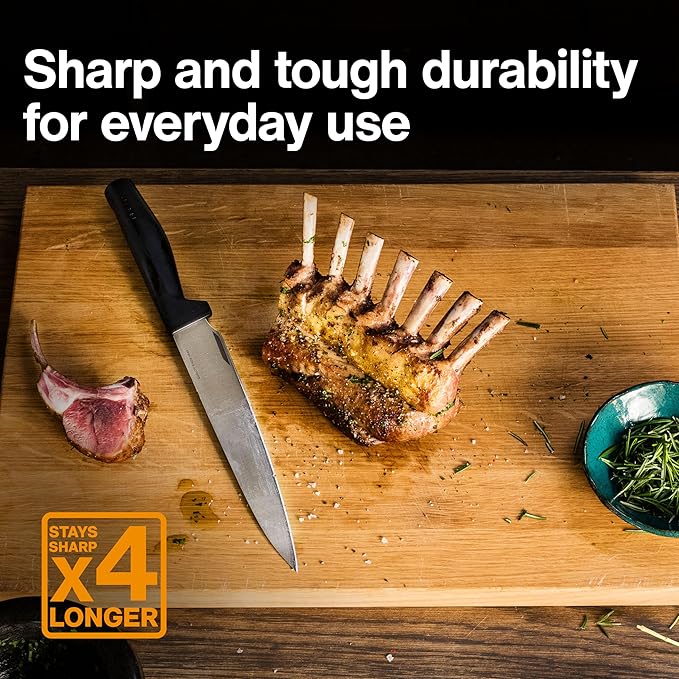 Fiskars Hard Edge 8.5" Carving Knife - Japanese Stainless Steel Blade Stays Sharp for Everyday Use - Non-Slip Handle for Effortless Cutting - Dishwasher Safe