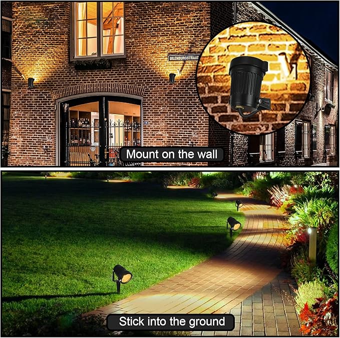 LED Landscape Spotlights Low Voltage 5W 12V 24V Garden Pathway Lights Waterproof IP66 Warm White Walls Trees Flags Outdoor Landscape Lights with Stakes