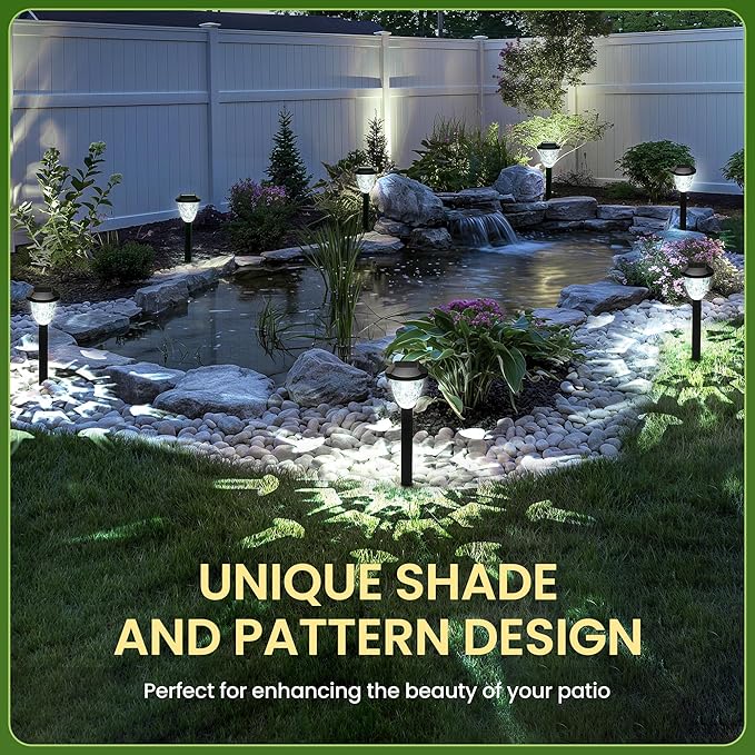 Solar Outdoor Lights Waterproof,Solar Pathway Lights Outdoor with Great Pattern, Auto On/Off Garden Decor for Outside Garden Walkway Driveway Pathway(8 Pack)