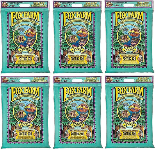 FoxFarm Ocean Forest Potting Soil, 12qt (Pack of 6) - Light, Aerated Texture, Designed for All Container Plants - pH Adjusted for Optimal Nutrient Uptake, Effectively Retains Moisture