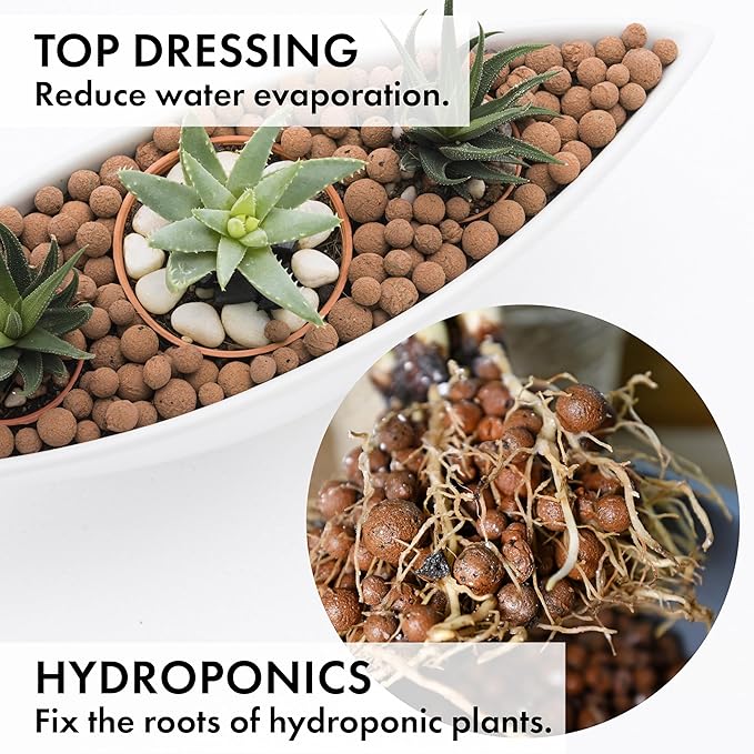 D'vine Dev Ceramic Planter Filler Balls 1 Cu. Ft, Expanded Porous Clay Pebbles Beads for Hydroponic, Gardening, Orchids, 97-F-4