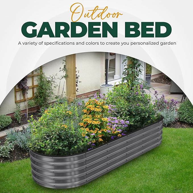 Utopia Home Galvanized Raised Garden Bed Kit 6x2x1ft, Planter Box Raised Garden Beds Outdoor, Easy Assembly Metal Raised Bed for Gardening Vegetables, Fruits, Flowers - Pack of 01 - Dark Grey