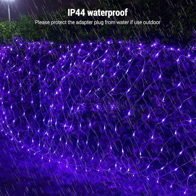 BrizLabs Christmas Net Lights, 11.8ft x 4.9ft 360 LED Christmas Bush Lights with Remote & Timer, 8 Modes Purple Mesh Lights Connectable Christmas Lights Outdoor for Christmas Bush Tree Yard Garden