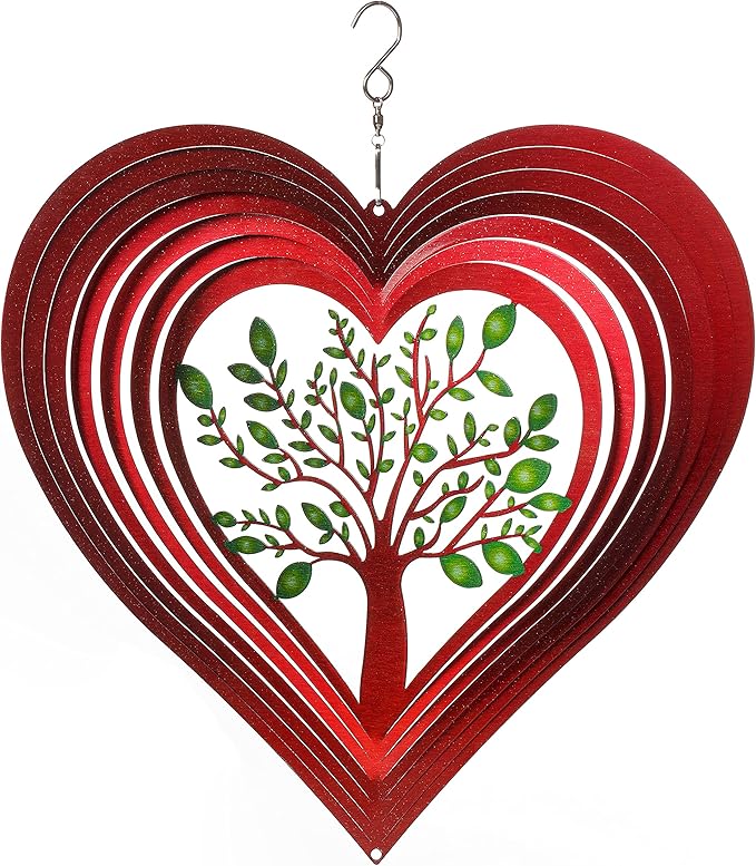 Heart Wind Spinners for Yard and Garden, Metal Ornaments for Garden Décor, Outdoor Wind Spinner, Heart Décor Gifts, Outdoor Garden Decoration, 12 inch Heart Wall Décor by ISEO