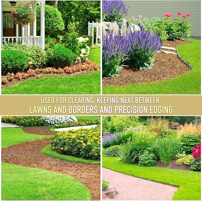 Colwelt Saw-Tooth Edger Lawn Tool, Half Moon Lawn Edger with T-Grip, Sidewalk Grass Long Handled Step Edger, 38-Inch