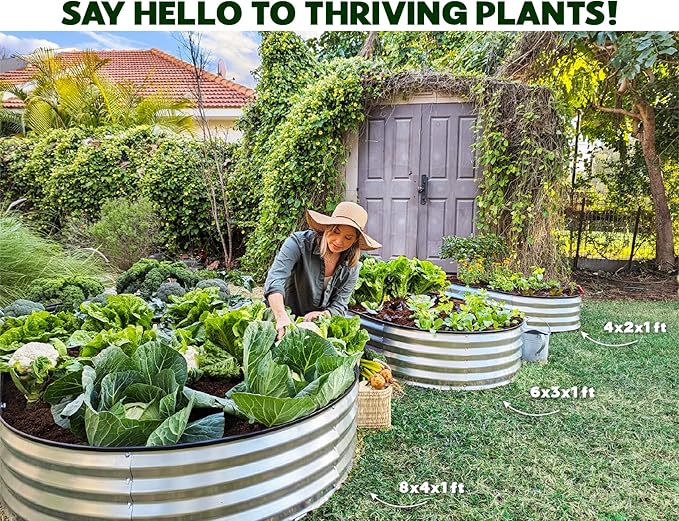 Galvanized Raised Garden Beds Outdoor // 6×3×1 ft Planter Raised Beds for Gardening, Vegetables, Flowers // Large Metal Garden Box (Silver) // Patented Tool-Free Design