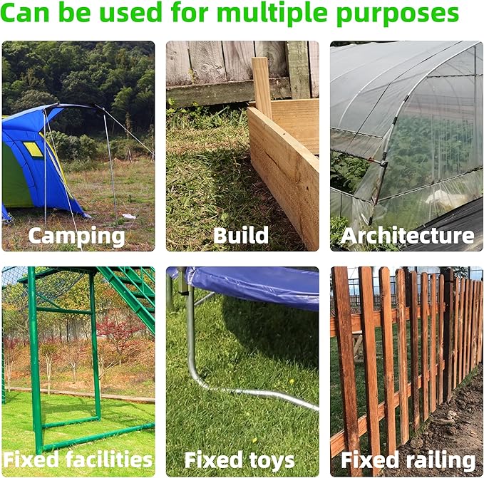 12 Pieces 12-Inch Garden Ground Stakes Galvanized Steel Rebar Stakes - Heavy Duty Ground Anchors for Tents, Position Stakes Kits,Fences Stakes, and Trampolines Stakes