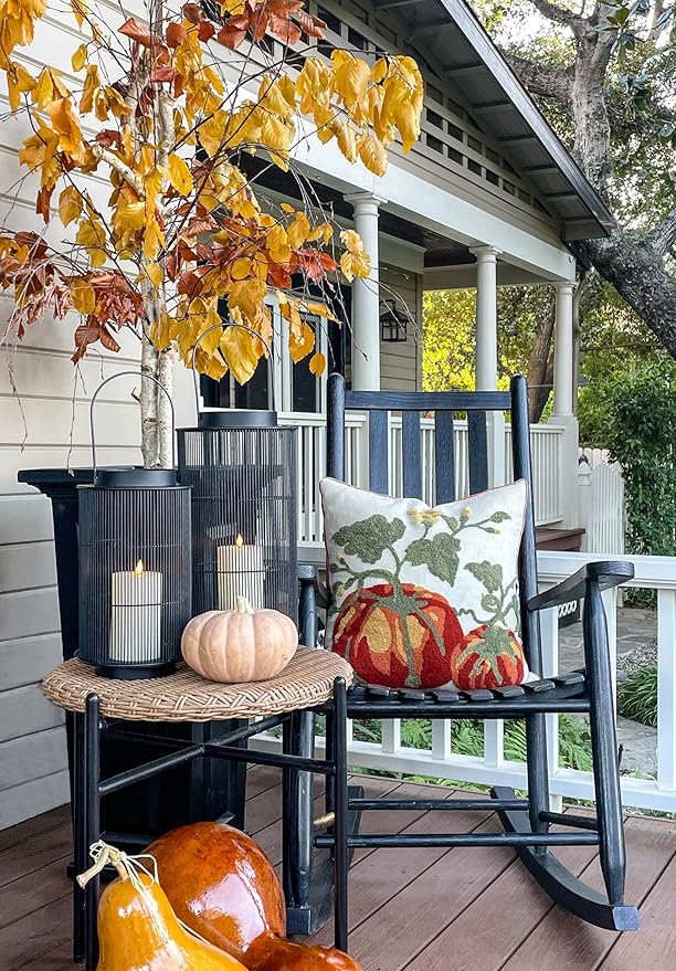 LampLust Outdoor Lantern Decorative Outdoor Patio Decor, 16 Inch Candle Lantern, Black Metal, Outdoor Lanterns for Patio Waterproof, Battery Included, Modern Farmhouse Front Porch Decor