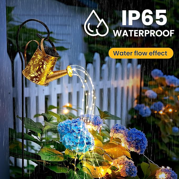 Solar Lights Outdoor Garden Decor, Solar Lanterns Watering Can Lights Gardening Gifts for Mom Women Grandma Birthday, Hanging Lights Outdoor Decoration for Yard Porch Patio Backyard