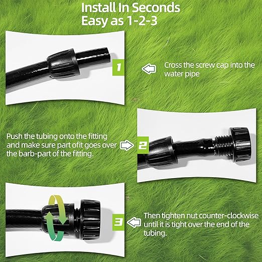 3 Pack 1/2 Inch Drip Irrigation Tubing to Faucet/Garden Hose Adapter, 3/4" to 1/2" Irrigation Hose Adapter, 3/4" Female Faucet Connector Fitting for Irrigation Tubing (1/2'' ID x 0.60''-0.64'' OD)