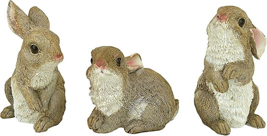 Design Toscano QM92008 The Bunny Den Rabbits Indoor/Outdoor Garden Animal Statues, 3 Inches Wide, 4 Inches Deep, 5 Inches High, Full Color Finish