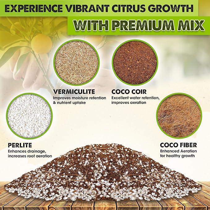 DUSPRO Recycle Citrus Tree Potting Soil Mix for Potted Lemon Tree, Specialized for Oranges, Fruit Tree Indoor Planting Pre-Mixed 4-in-1 Ready to Use (10 Quarts)