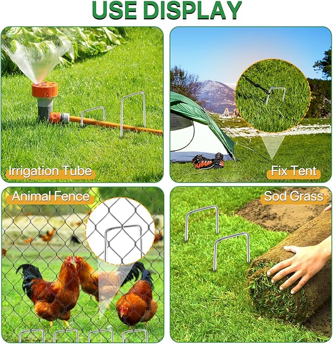 120 Pack Landscape Staples - 6 Inch Garden Stakes with Metal Yard Pins Lawn Ground Stakes Tent Stakes and Landscaping Stakes for Anchoring Sod Landscape Fabric and Irrigation Tubing