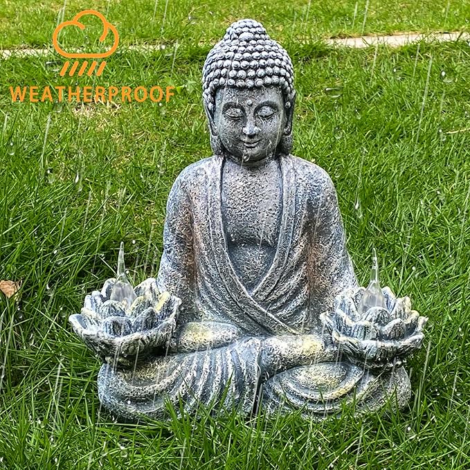 Buddha Statue for Home and Outdoor Decor Solar Powered Flickering LED,Garden Light Zen Meditation Spiritual Room Decor- Buddha Decor Outdoor-Ideas Gifts for Women, Mom