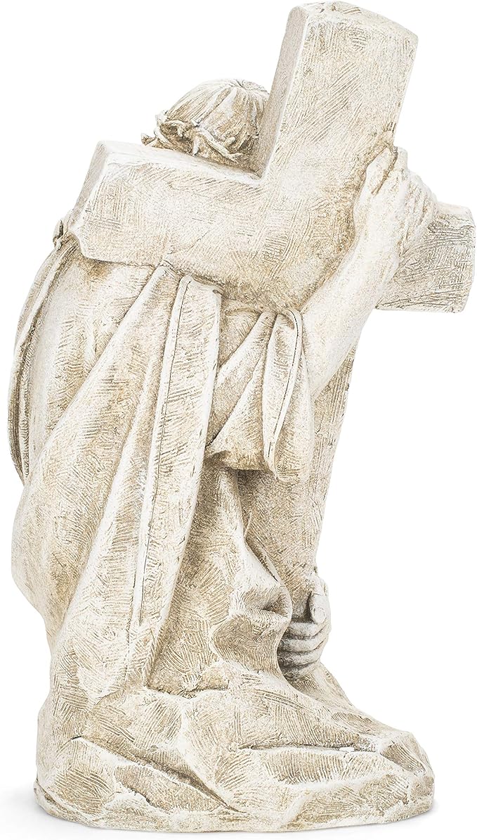 Joseph's Studio by Roman, Jesus Holding a Cross Garden Statue, Religious Outdoor Decor