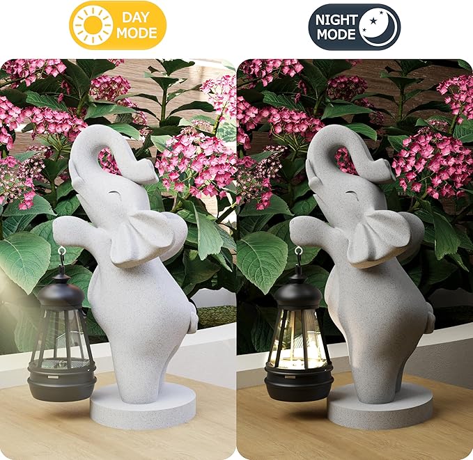 Solar Garden Statue 10 Inch Elephant Decor for Outside Yard Decoration Outdoor Unique Housewarming Gardening Birthday Gifts for Women Grandma