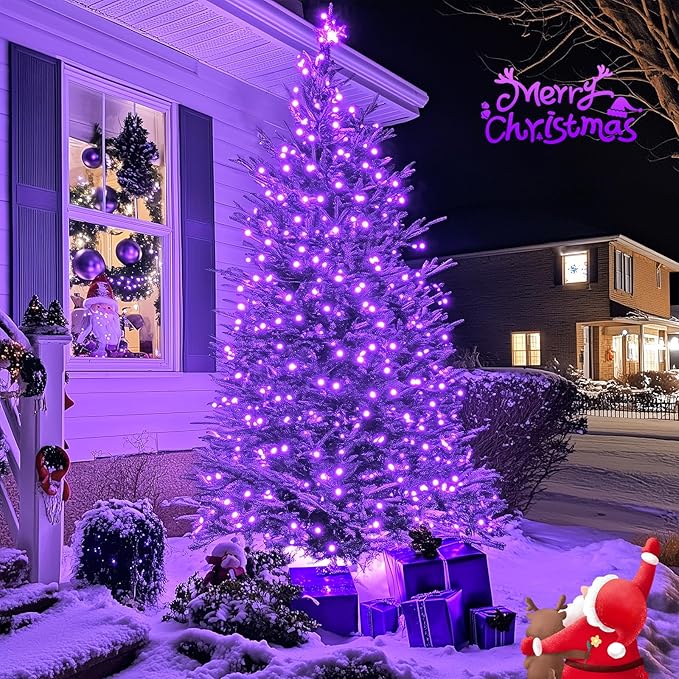 JMEXSUSS 250 LED Halloween String Lights, 91.5ft Purple Halloween Lights Outdoor Waterproof, 8 Lighting Modes Connectable Christmas Tree Lights for Yard Patio Party Holiday Decorations