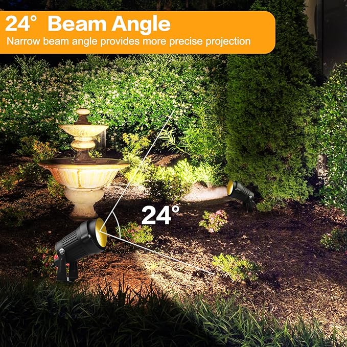 Outdoor Landscape Lighting, 24W 4 Pack Outdoor Spot Lights with Transformer for Yard, Plant, Lawn, Tree, Flags, House, Garden, Fence, 120V Low Voltage Landscape Lights, IP65 Waterproof