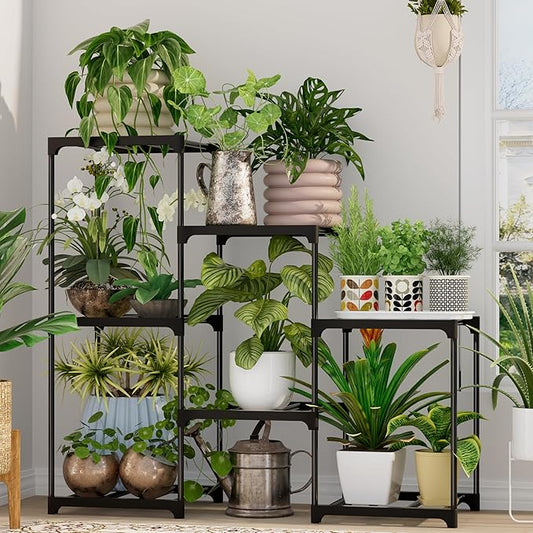 Metal Plant Stand Indoor Outdoor Plant Shelf Stand, 3 Tiers 7 Pots Potted Flower Plant Stands for Indoor Plants Multiple, Plant Shelves Stands Rack for Patio, Balcony, Living Room