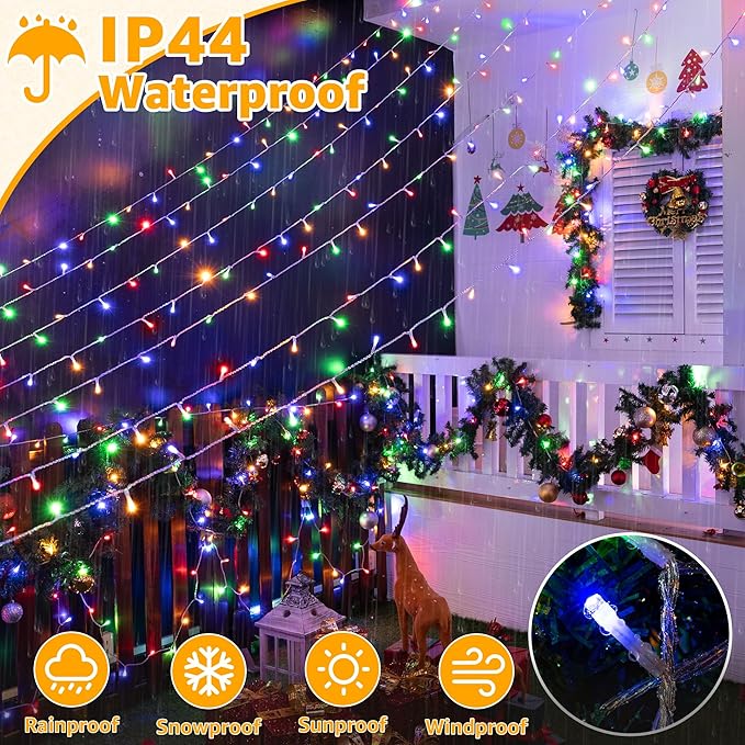 Ollny Christmas Lights Outdoor 800LED 262FT, Multicolor Plug in Fairy Lights with Remote, 8 Modes Waterproof Timers Dimmable LED String Lights for Indoor House Outside Bedroom Patio Balcony