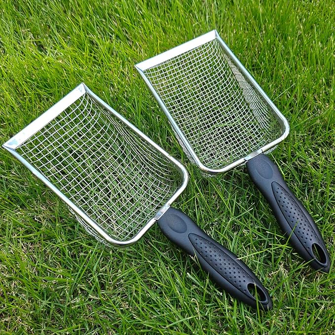 Gardening Soil Sifter Pack of 2 - Garden Sand Soil Compost Sifter with Handle - Two Garden Sifters (3.8mm and 5mm Mesh),Ideal for Sand, Rocks, Dirt, Compost - Perfect for Gardening