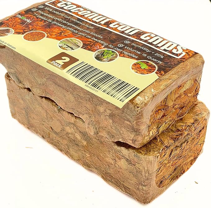 2 Pack (2.2 lbs) Coco Chips for Indoor Plants and Reptiles - Coco Coir and Coconut Fiber Substrate - Coconut Coir Chips for Gardening, Box Turtle Bedding, and Leopard Gecko Substrate