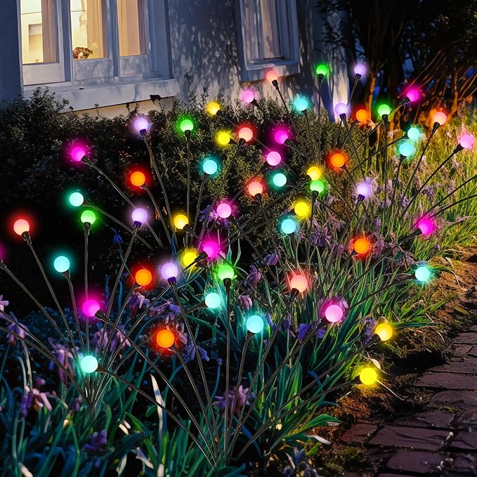 Solar Christmas Decoration, 40 LED Firefly Garden Lights, Outdoor Sway by Wind, Waterproof for Yard Patio Pathway Decoration (4 Pack)