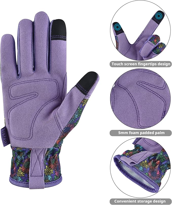 Gardening Gloves for Women and Men, Garden Gloves with Touch Screen, Thorn Proof Puncture Resistant Working Gloves, Gardening Gifts for Women, Size Medium