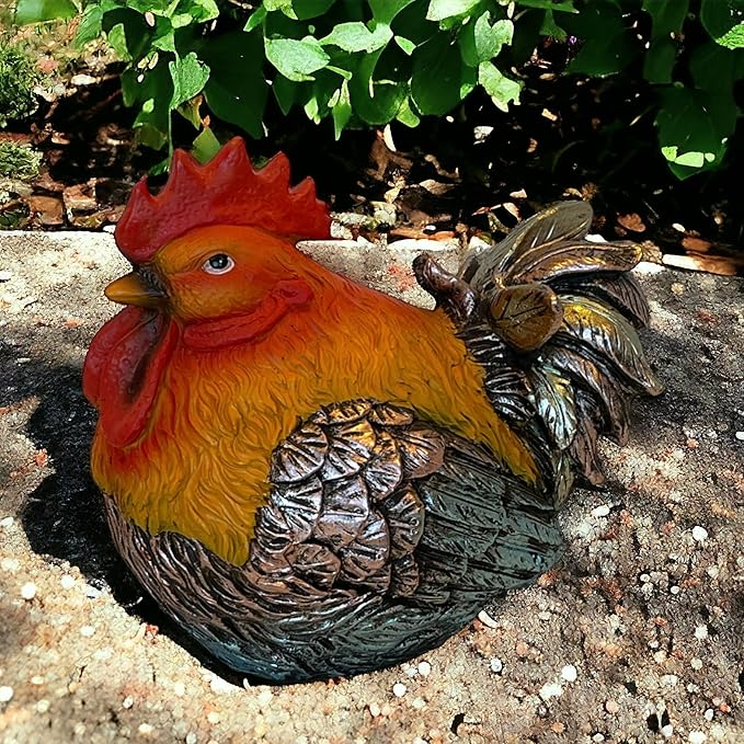 Rooster Garden Statue Quietly Holds a Hidden Key Outside for Your House or in Your Kitchen for Your Car