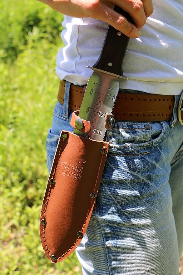 Hori Hori Knife, Premium Japanese Gardening Knife - Full Tang Garden Knives with Leather Sheath