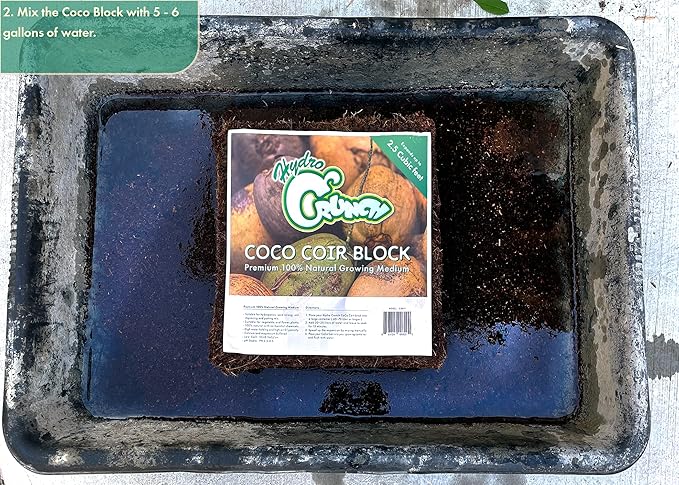 Hydro Crunch CB801 Coco Coir 2.5 Cubic Ft Block of Soiless Growing Media, Brown